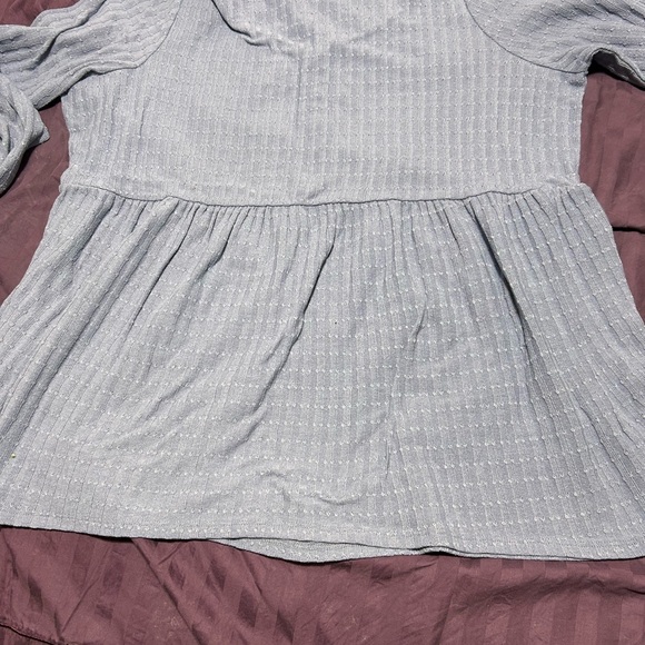 In Every Story - 1x -24” pit to pit blue long sleeve top-waffle like fabric - - Picture 9 of 9